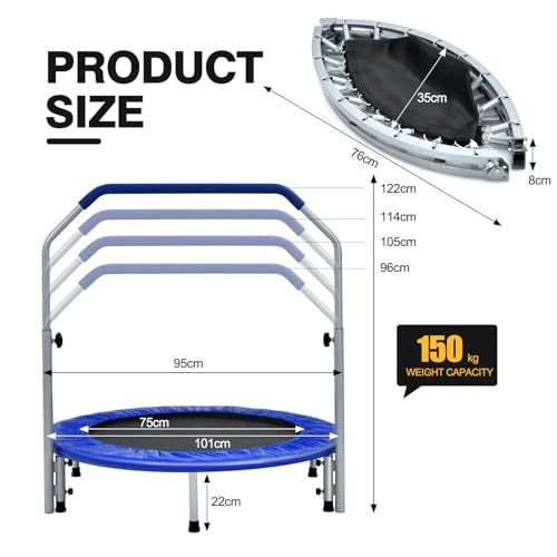 COSTWAY 40" Mini Trampoline, Foldable Fitness Bouncer
