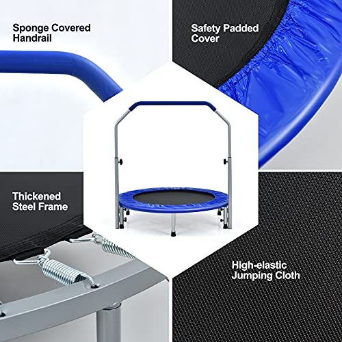 COSTWAY 40" Mini Trampoline, Foldable Fitness Bouncer