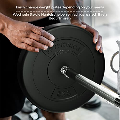 Physionics® Barbell Set - Steel, Dumbbells, EZ Curl Bar