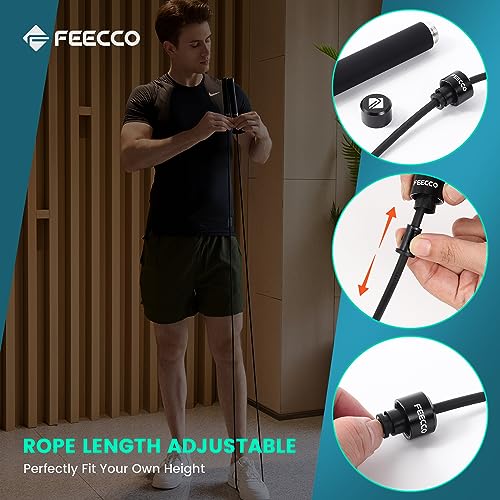 FEECCO FITNESS Weighted Jump Rope - Adjustable Length
