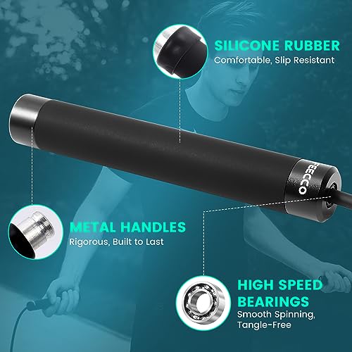 FEECCO FITNESS Weighted Jump Rope - Adjustable Length