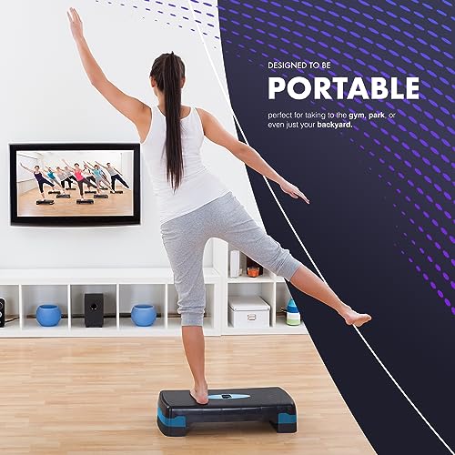 Blue Adjustable Fitness Stepper for Home & Gym