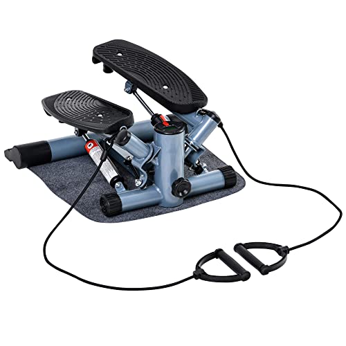 HOMCOM Mini Stepper with Resistance Bands - Full Body Training