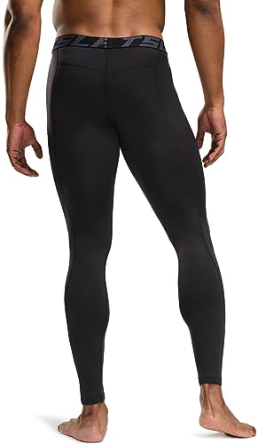 TSLA Men's Thermal Compression Pants, Base Layer - 2 Pack, Black Medium