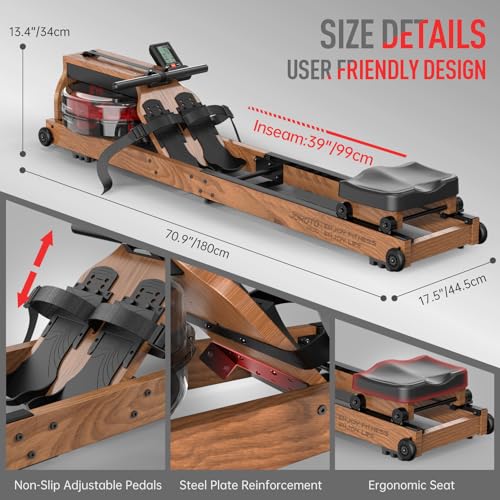 JOROTO MR280 Oak Wood Foldable Rower Machine