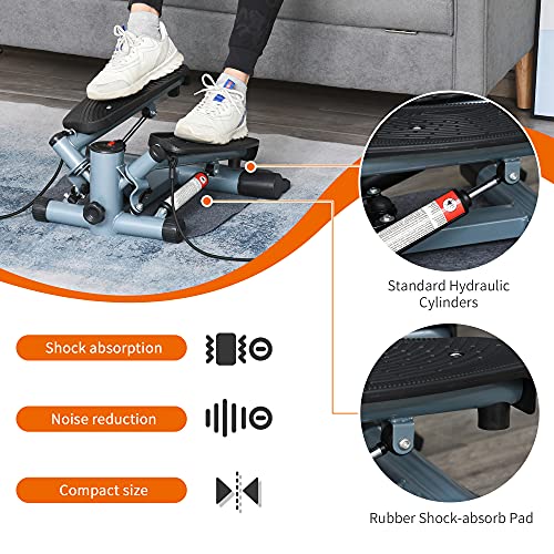 HOMCOM Mini Stepper with Resistance Bands - Full Body Training