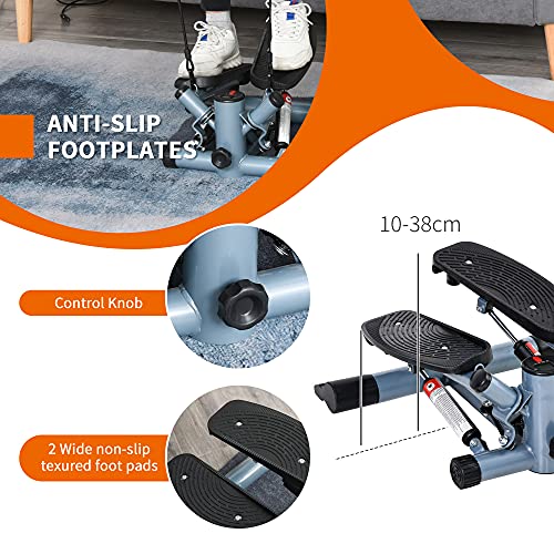 HOMCOM Mini Stepper with Resistance Bands - Full Body Training