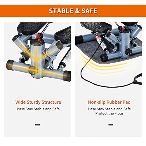 HOMCOM Mini Stepper with Resistance Bands - Full Body Training