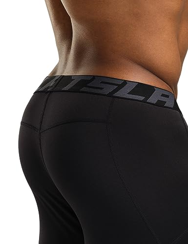 TSLA Men's Thermal Compression Pants, Base Layer - 2 Pack, Black Medium