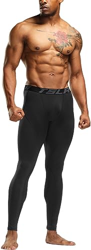 TSLA Men's Thermal Compression Pants, Base Layer - 2 Pack, Black Medium
