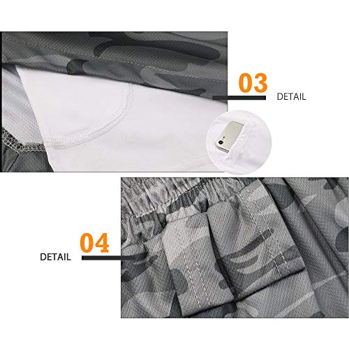 Mens 2-in-1 Running Shorts, Gym Yoga Sports - Camo Grey