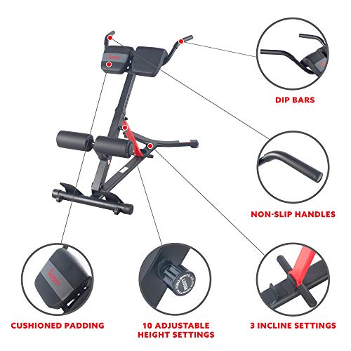 Sunny Health & Fitness Incline Roman Chair - Black