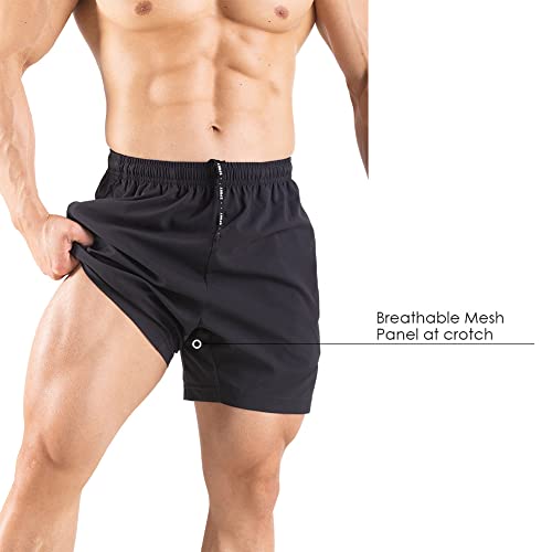 Men's Quick Dry Athletic Running Shorts with Zipper Pockets