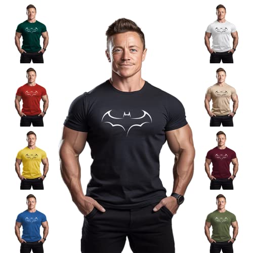 ReedCA Black Bat - Men's Gym Tee - Workout Shirt
