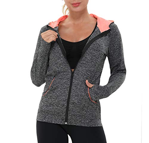 AMZSPORT Women's Running Jacket, Long Sleeve Fitness
