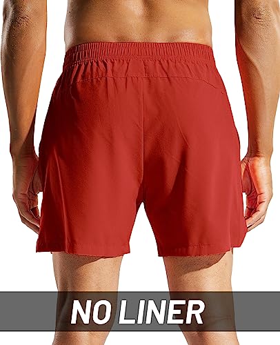 MIER Men's Quick Dry Running Shorts, Elastic Waist, Red, M