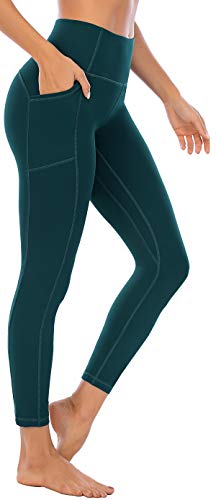 High Waist Gym Leggings with Pockets - Teal M