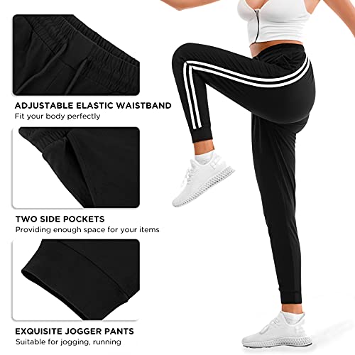 Women's Stanpetix Joggers - Black Sport Pants with Pockets (L)