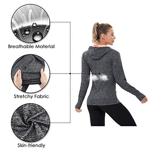 AMZSPORT Women's Running Jacket, Long Sleeve Fitness