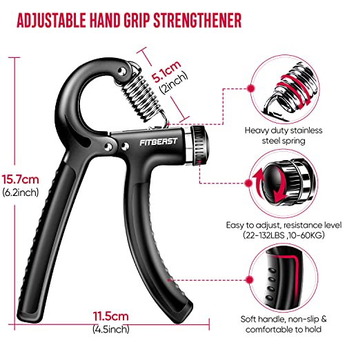 FitBeast Hand Grips Strengthener Kit - 5 Pack
