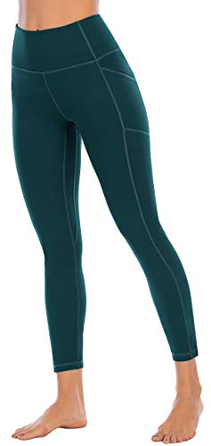 High Waist Gym Leggings with Pockets - Teal M
