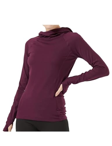 Purple Women's Thermal Running Top with Hoodie