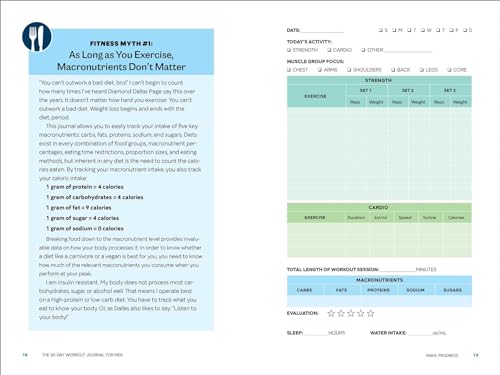 Men's 90-Day Fitness Journal: Daily Food & Exercise Tracking