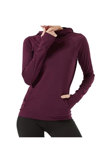 Purple Women's Thermal Running Top with Hoodie