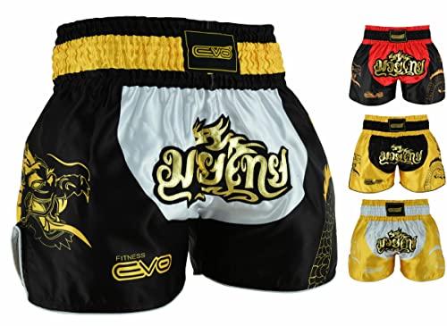 EVO Fitness Muay Thai Shorts - Medium, White/Black