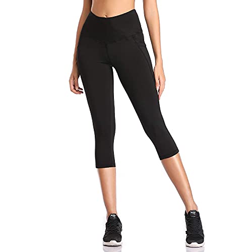 SIMIYA Women's High Waist Fitness Capris with Pockets