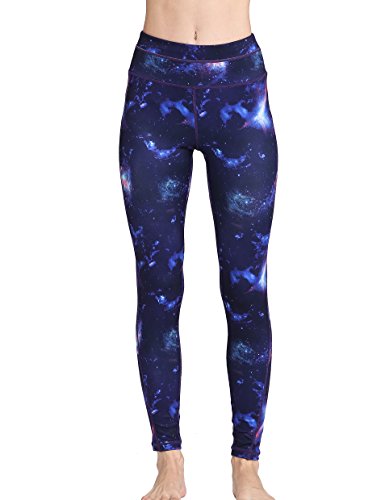 FLYILY Womens High Waist Yoga Leggings - BlueSky
