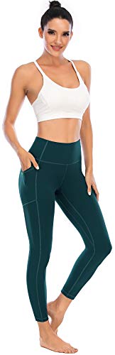 High Waist Gym Leggings with Pockets - Teal M