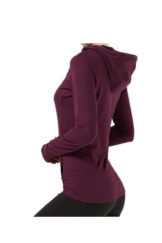 Purple Women's Thermal Running Top with Hoodie