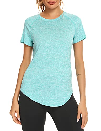 Women's Aqua Blue Gym T-Shirt - Workout & Yoga Tops