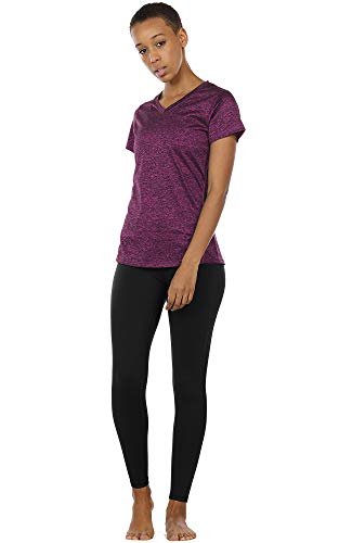 3 Pack Women's V-Neck Fitness T-Shirt Set - Charcoal/Red Bud/Pink