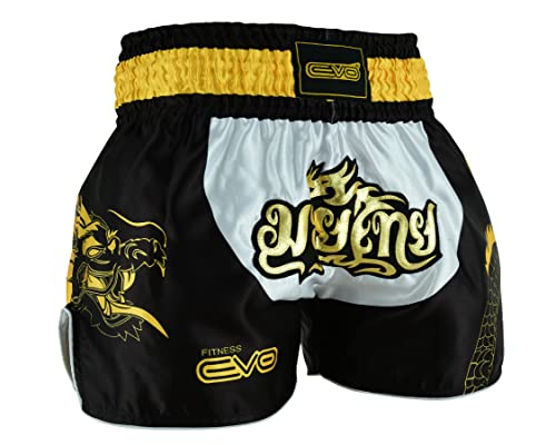 EVO Fitness Muay Thai Shorts - Medium, White/Black