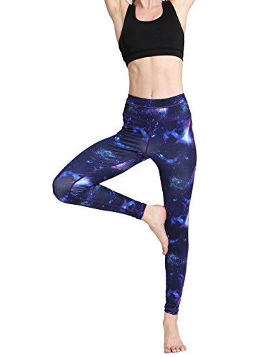 FLYILY Womens High Waist Yoga Leggings - BlueSky