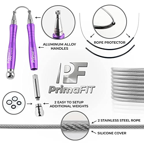PrimaFIT Pro Adjustable Speed Skipping Rope with Carry Bag