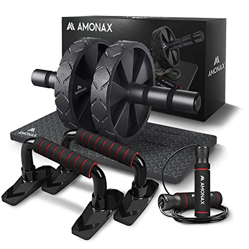 Amonax Home Fitness Equipment: Ab Roller, Skipping Rope, Push-up Handles