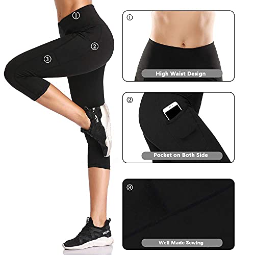 SIMIYA Women's High Waist Fitness Capris with Pockets