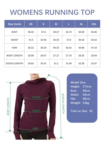 Purple Women's Thermal Running Top with Hoodie