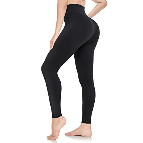 ACTINPUT Women's High Waisted Tummy Control Black Leggings