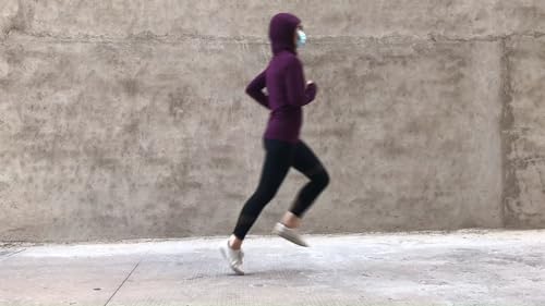 Purple Women's Thermal Running Top with Hoodie
