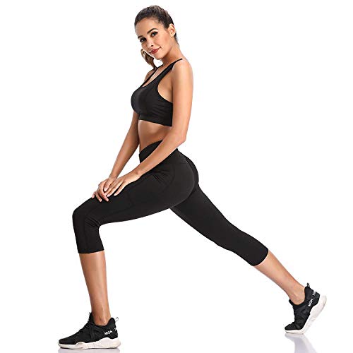 SIMIYA Women's High Waist Fitness Capris with Pockets