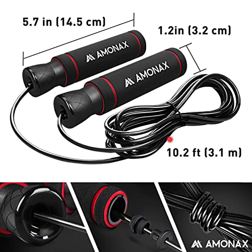 Amonax Home Fitness Equipment: Ab Roller, Skipping Rope, Push-up Handles