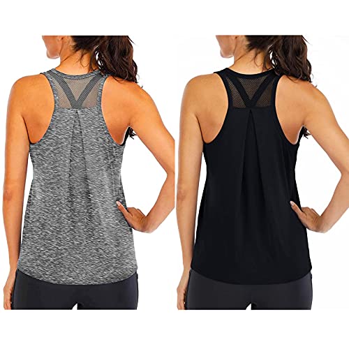 Mesh Backless Tank Tops for Women - 2 Pack
