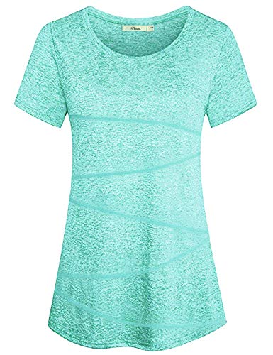 iClosam Women's Green Workout Tunic Shirt