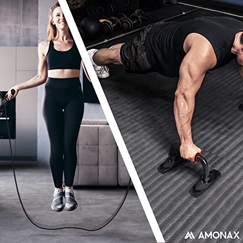 Amonax Home Fitness Equipment: Ab Roller, Skipping Rope, Push-up Handles