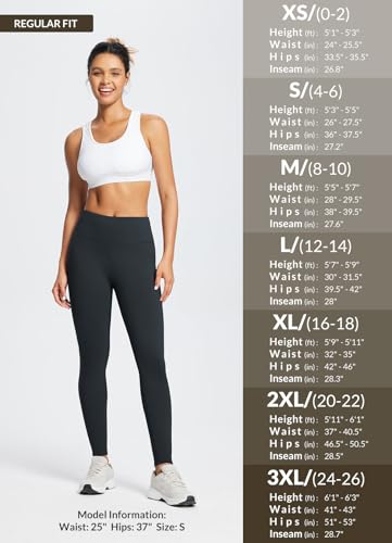 BALEAF Women's High-Waisted Fleece Leggings - Black S