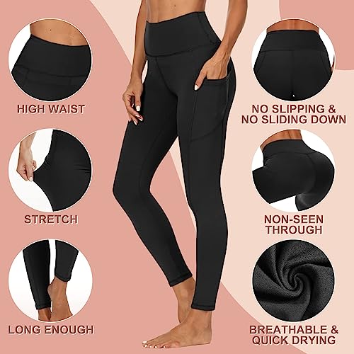 Campsnail Women's High-Waisted Black Leggings with Pockets